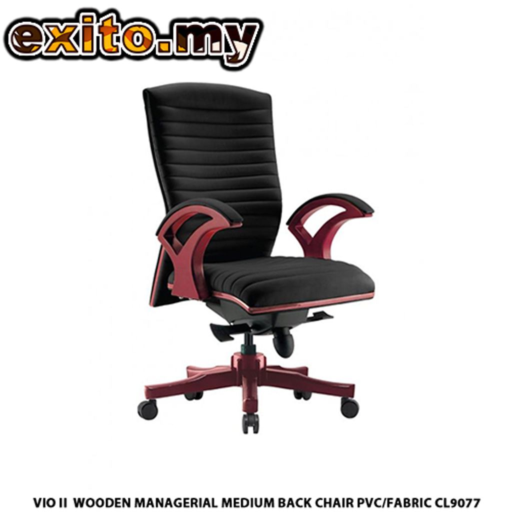 VIO II WOODEN MANAGERIAL MEDIUM BACK CHAIR PVC FABRIC CL9077