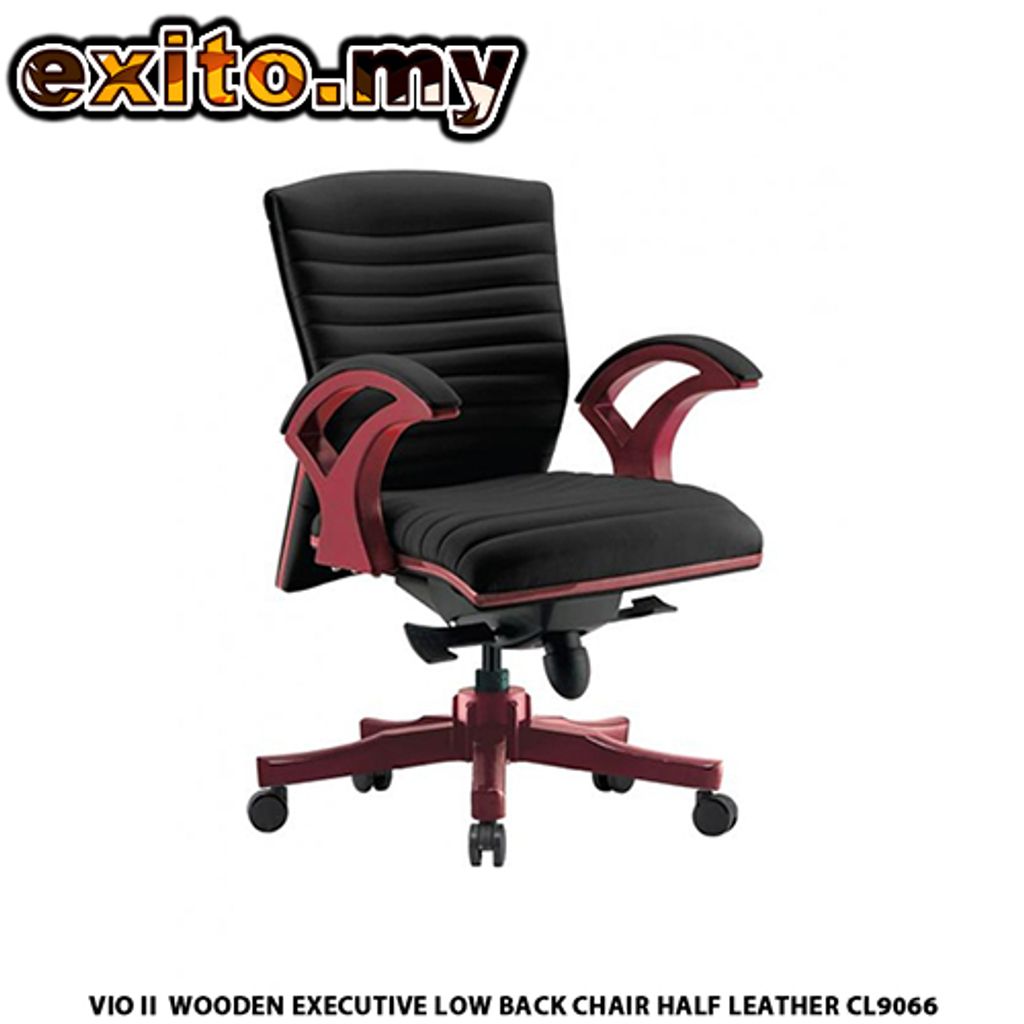 VIO II WOODEN EXECUTIVE LOW BACK CHAIR HALF LEATHER CL9066