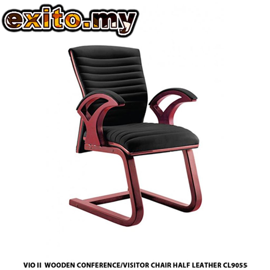 VIO II WOODEN CONFERENCE-VISITOR CHAIR HALF LEATHER CL9055