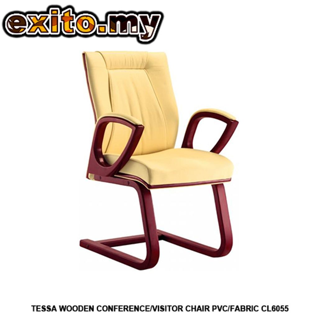 TESSA WOODEN CONFERENCE-VISITOR CHAIR PVC-FABRIC CL6055