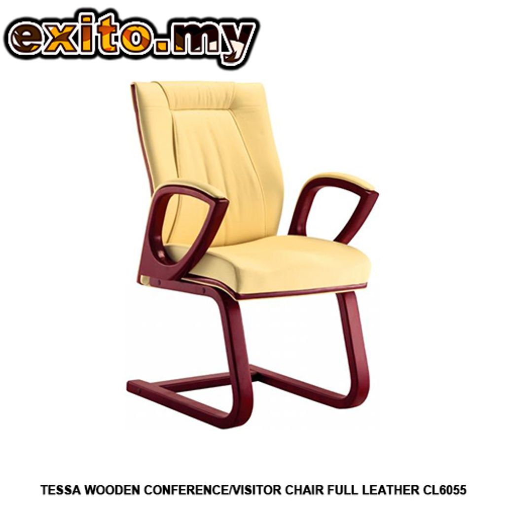 TESSA WOODEN CONFERENCE-VISITOR CHAIR FULL LEATHER CL6055