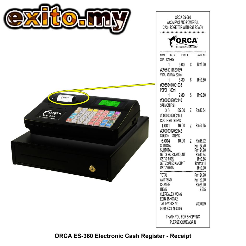 5 ORCA ES-360 Electronic Cash Register