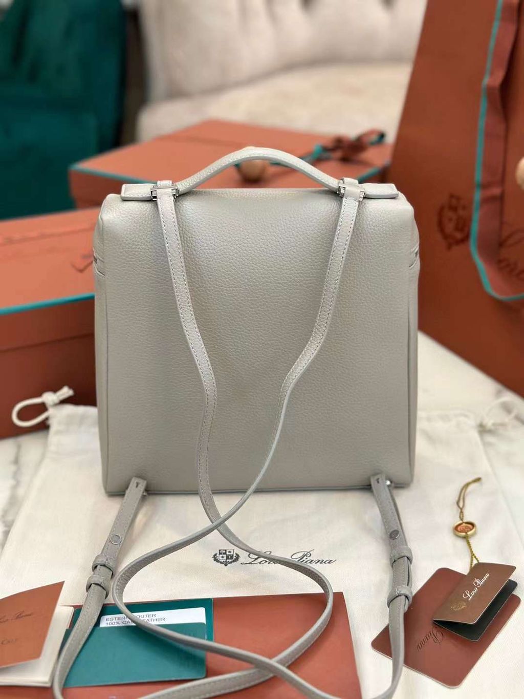Loro piana LP 後背包 珍珠灰 6