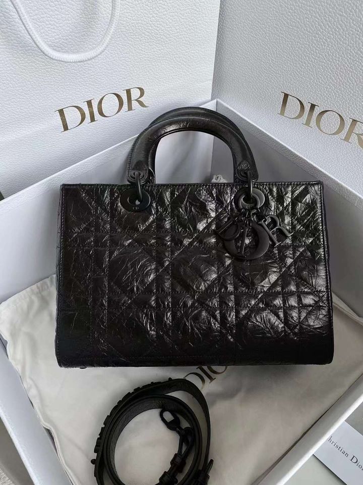 DIOR LADY D-SIRE 中號黛妃包 油蠟黑