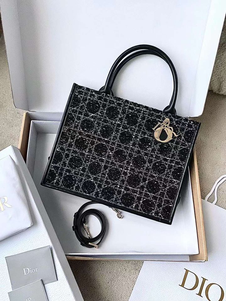 DIOR BOOK TOTE 黑粗花呢輕便袋 中號