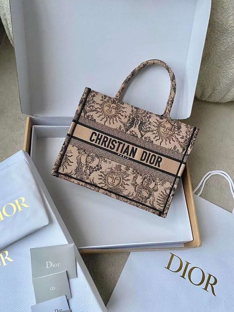 DIOR BOOK TOTE 太陽神茹伊輕便袋 咖杏色 中號 