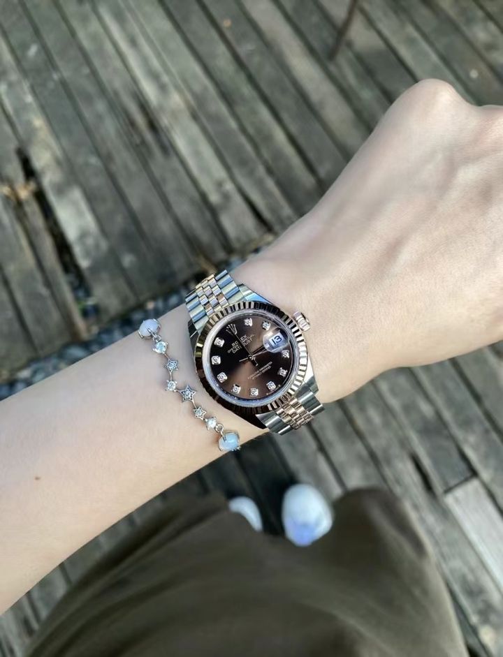 ROLEX DATEJUST 31巧克力玫瑰金鑽盤 日誌系列手錶10
