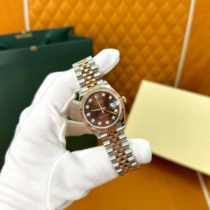 ROLEX DATEJUST 31巧克力玫瑰金鑽盤 日誌系列手錶