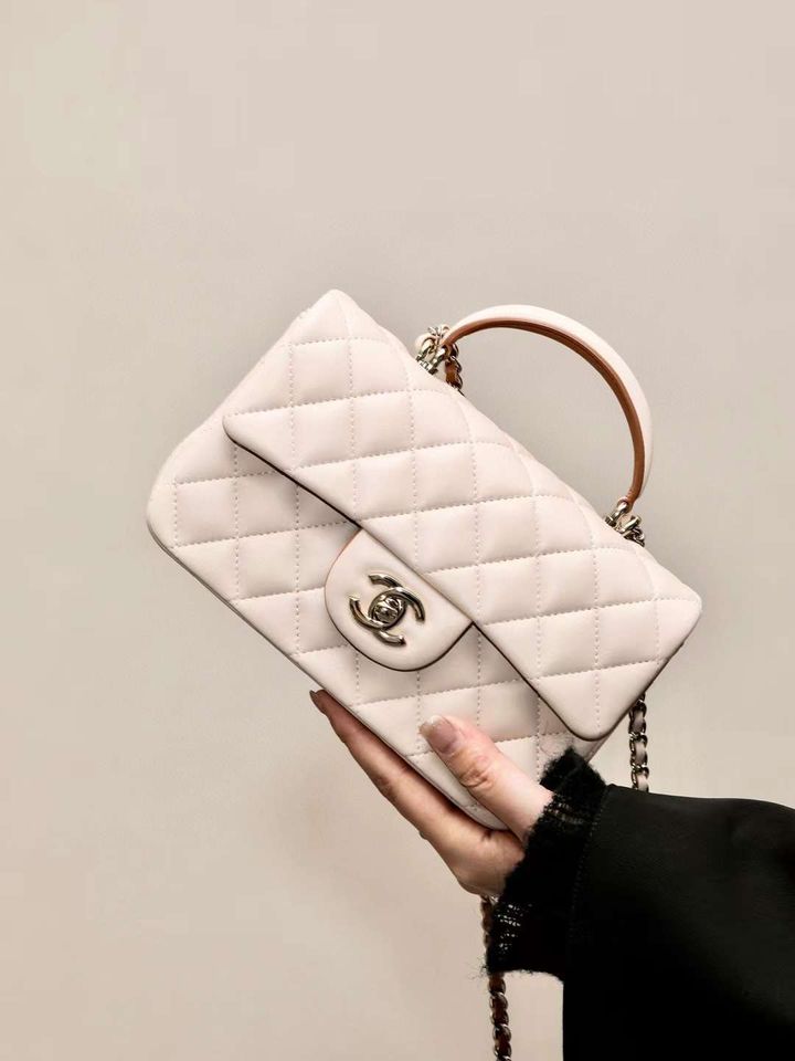 CHANEL 23S CF20 奶茶拼色手腕包