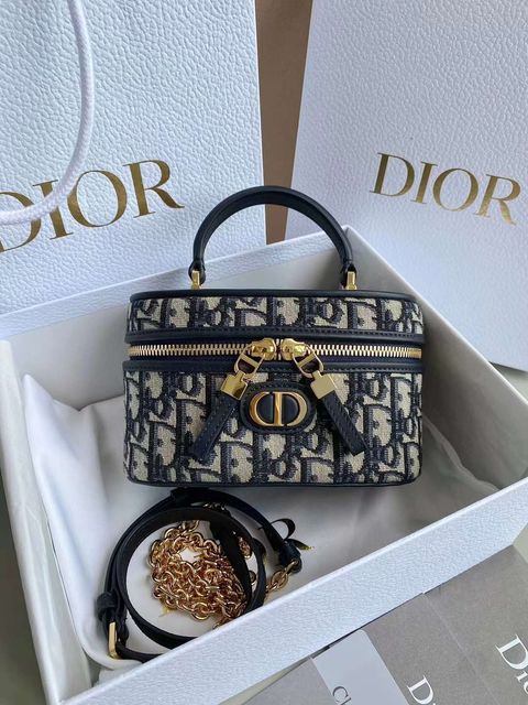 DIOR CARO MINI VANITY 化妝盒包 老花藍 