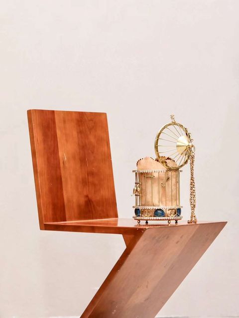 CHANEL 走秀款 金屬鳥籠鏈條包 金色 5