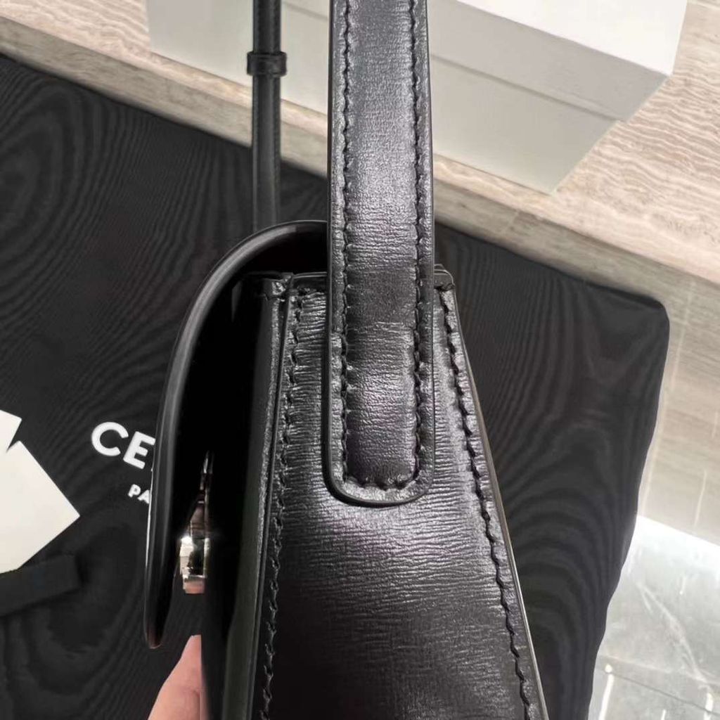 CELINE LOLA 黑銀牛皮革手袋 中號 1