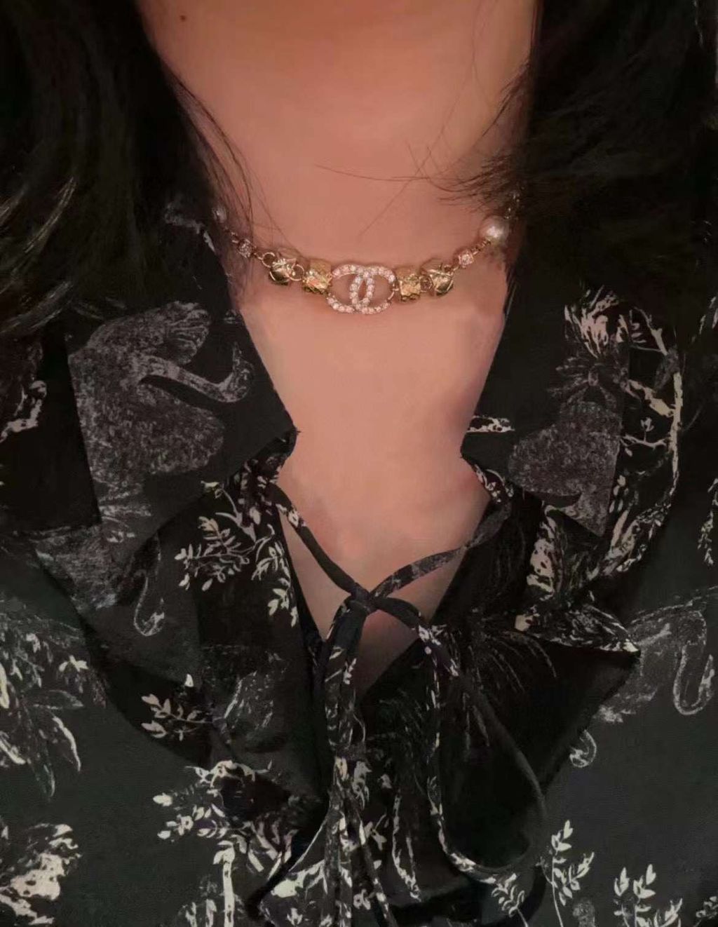 CHANEl 24P 雙C串金屬珍珠頸鏈:項鍊2345