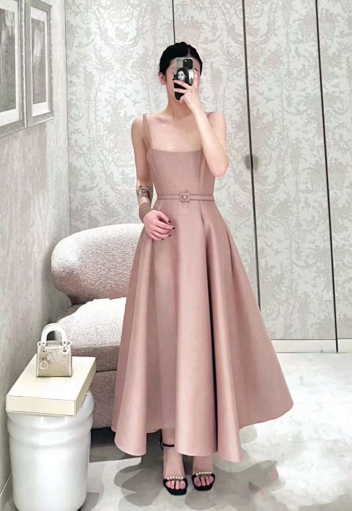 DIOR 赫本腰帶細肩真絲連身裙 3