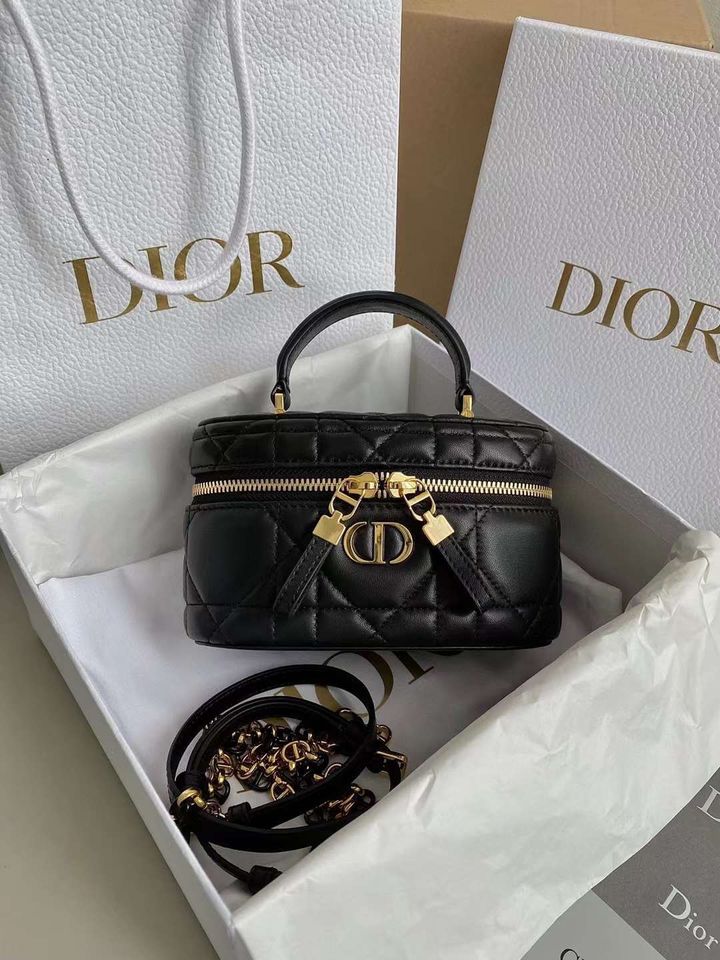 DIOR CARO MINI VANITY 化妝盒包 黑色 