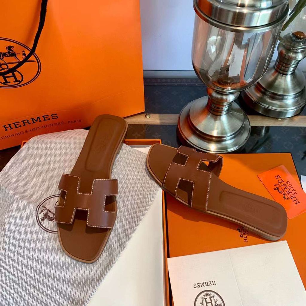 HERMES ORAN H字型平底拖鞋12