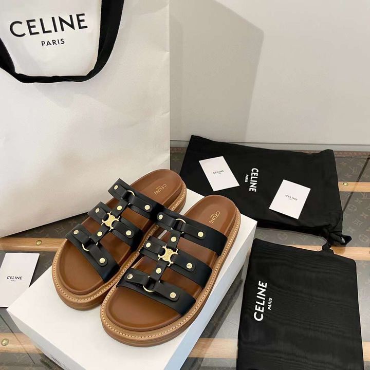 CELINE 凱旋門羅馬厚底平底拖1