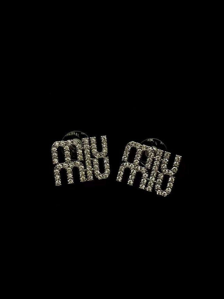 MIU MIU 雙層字母滿鑽耳環 