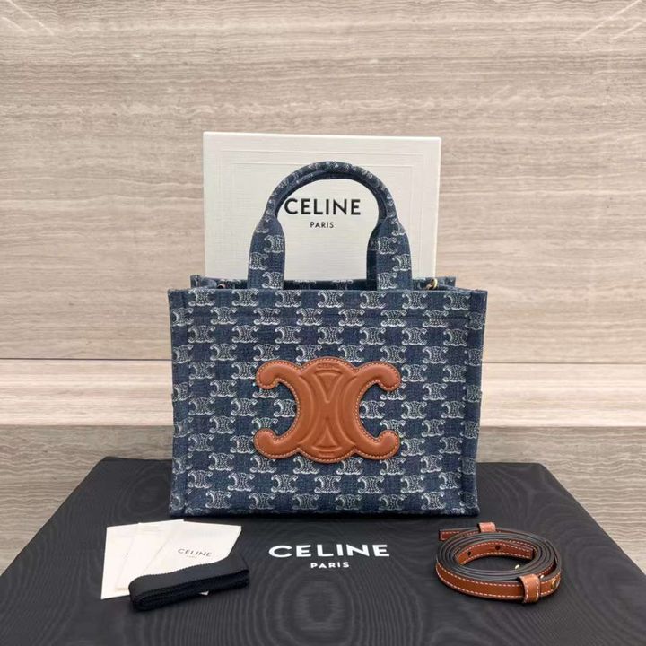 CELINE CABAS THAIS 牛仔老花織物手袋 小號
