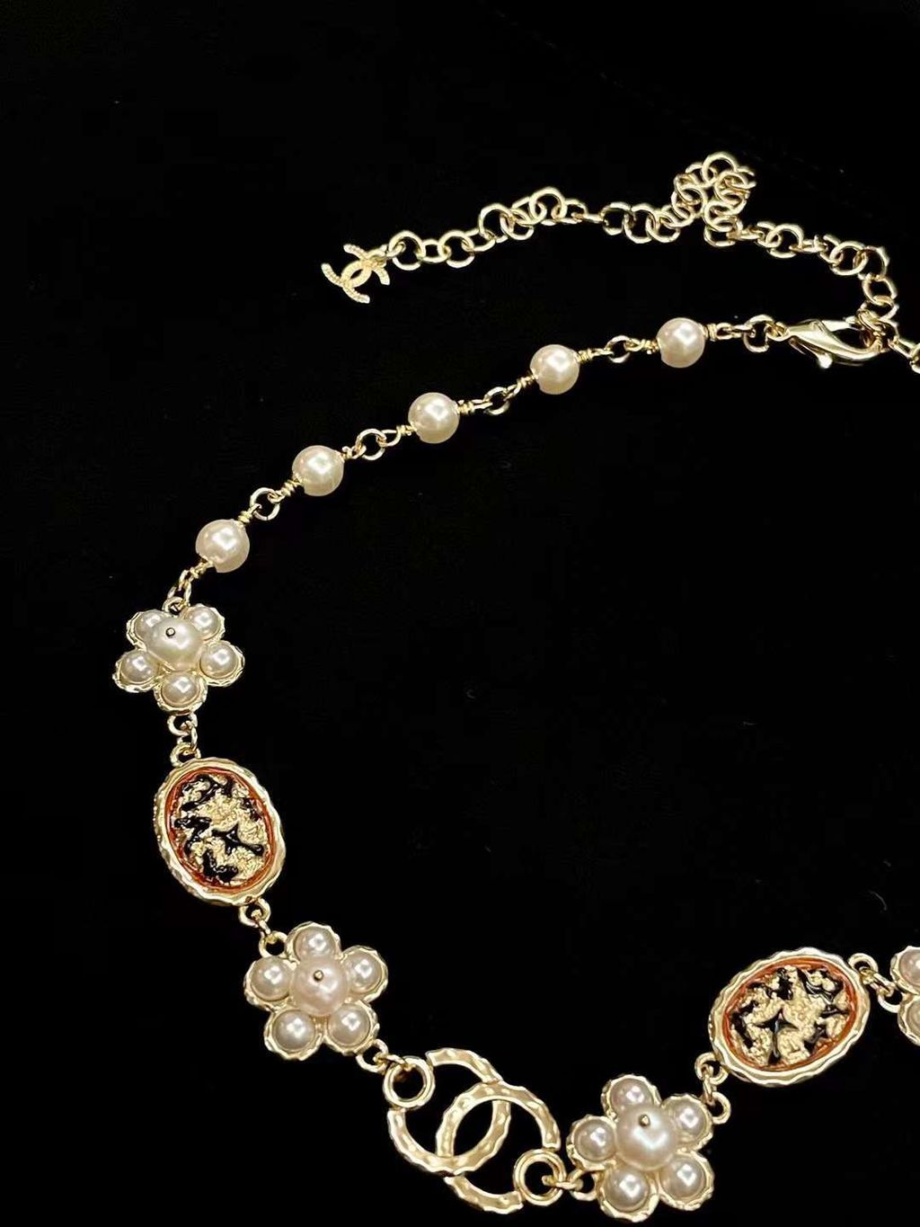 CHANEL 24S 花花珍珠雙C頸鍊項鍊3