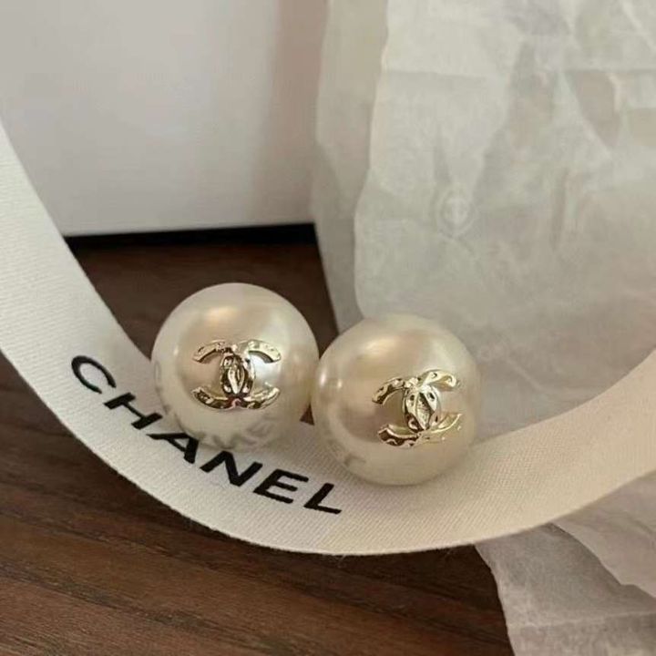 CHANEL 雙C大珍珠耳環 