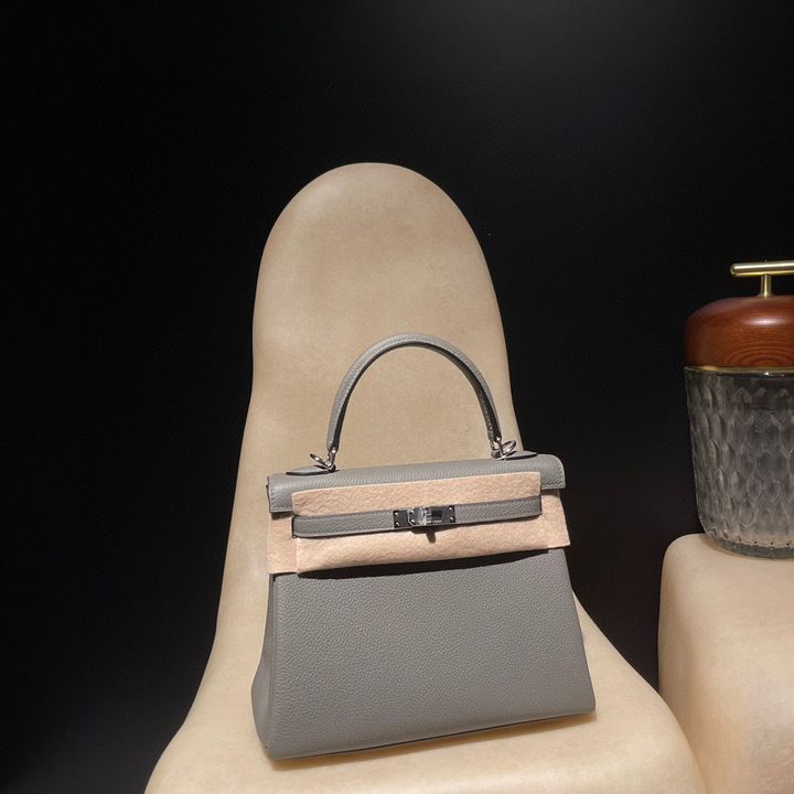HERMES KELLY TOGO皮 0L積雨雲灰 銀釦 25:28:32:351