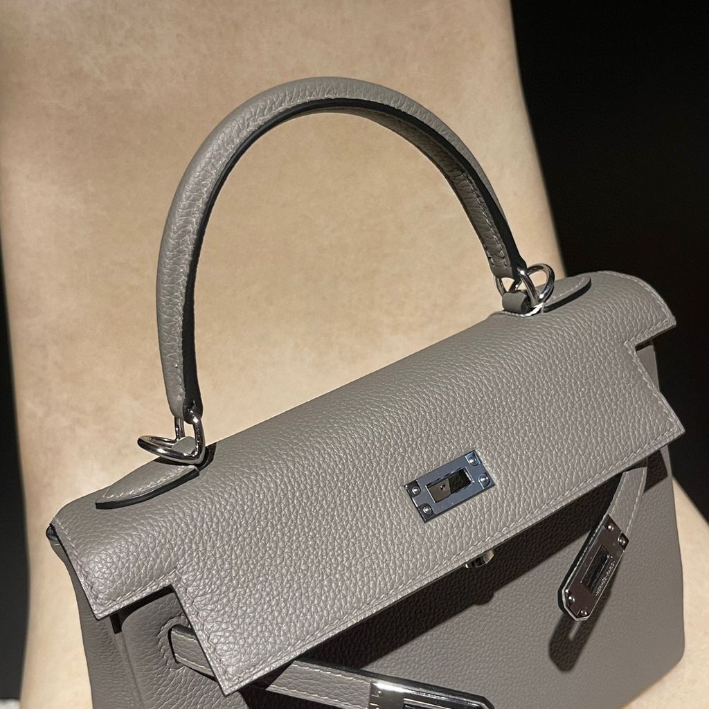 HERMES KELLY TOGO皮 0L積雨雲灰 銀釦 25:28:32:357