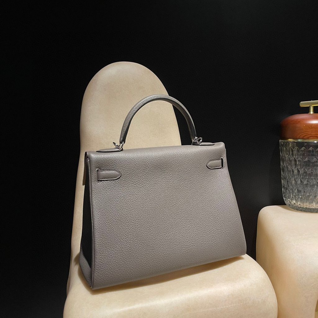 HERMES KELLY TOGO皮 8F錫器灰 銀釦 25:28:32:357