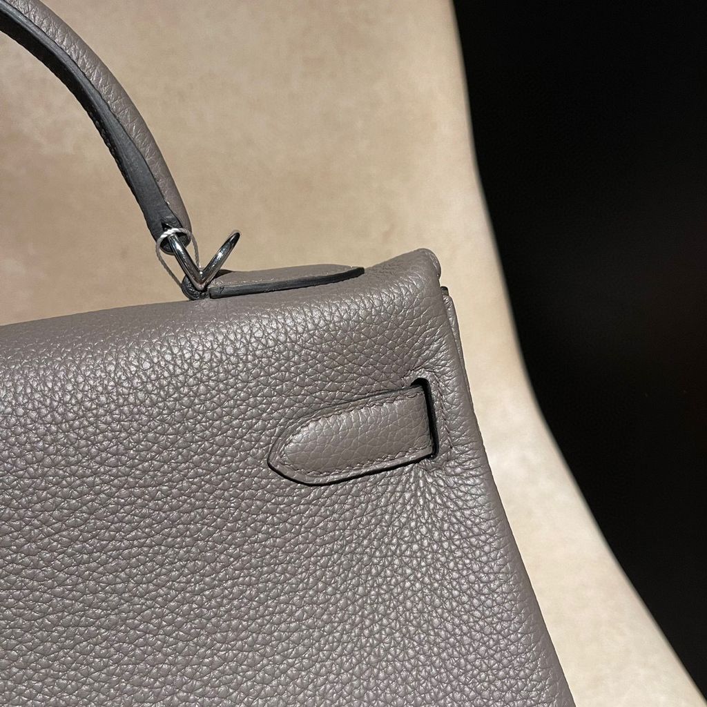 HERMES KELLY TOGO皮 8F錫器灰 銀釦 25:28:32:354