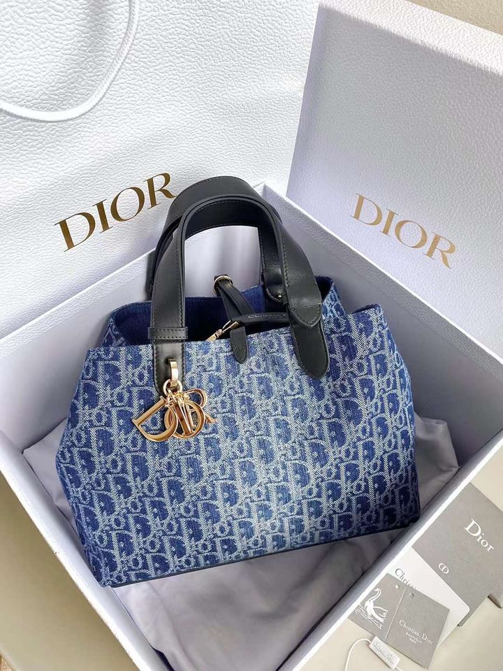 DIOR TOUJOURS 肩背包:手提包 牛仔藍中號