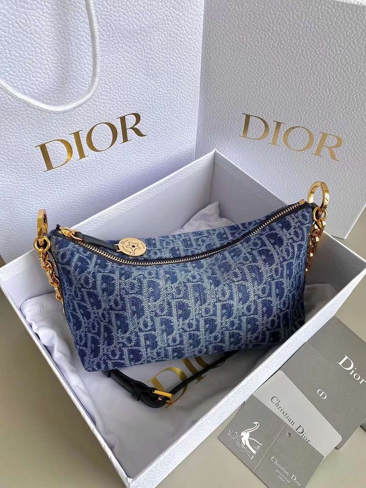DIOR STAR HOBO 幸運星標誌腋下包 牛仔藍