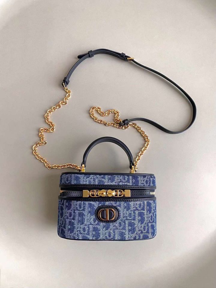 DIOR CARO MINI VANITY 化妝盒包 牛仔藍 1