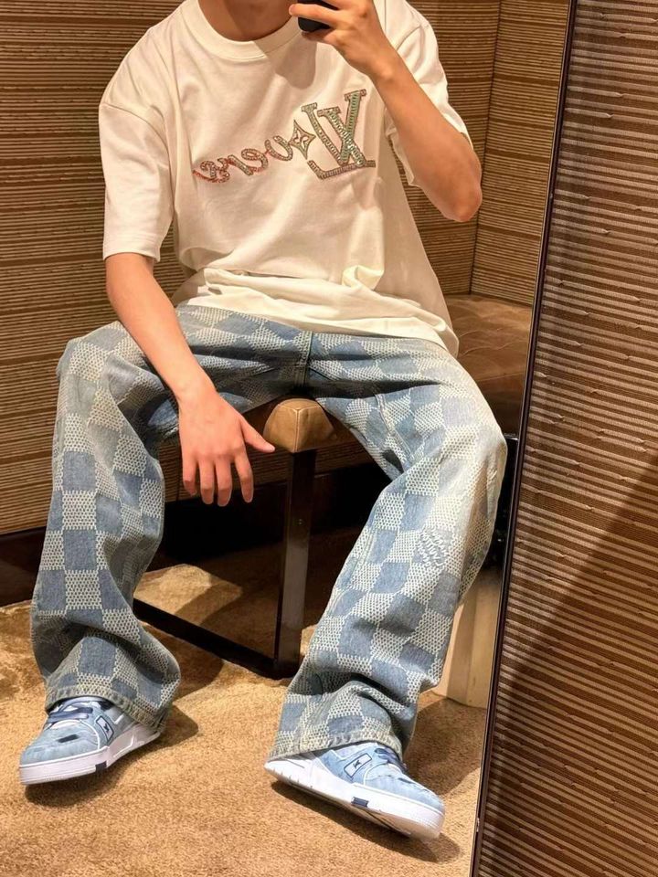 LV DAMIER 棋盤格牛仔長褲 1AFQGR 男女同款 9