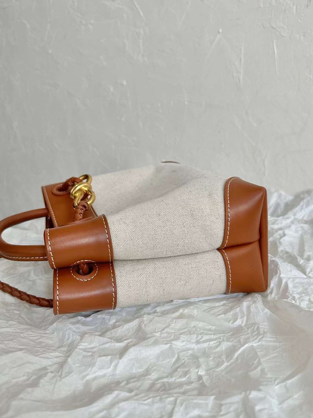 BV ANDIAMO 八字扣公文包 帆布拼牛皮 小號2