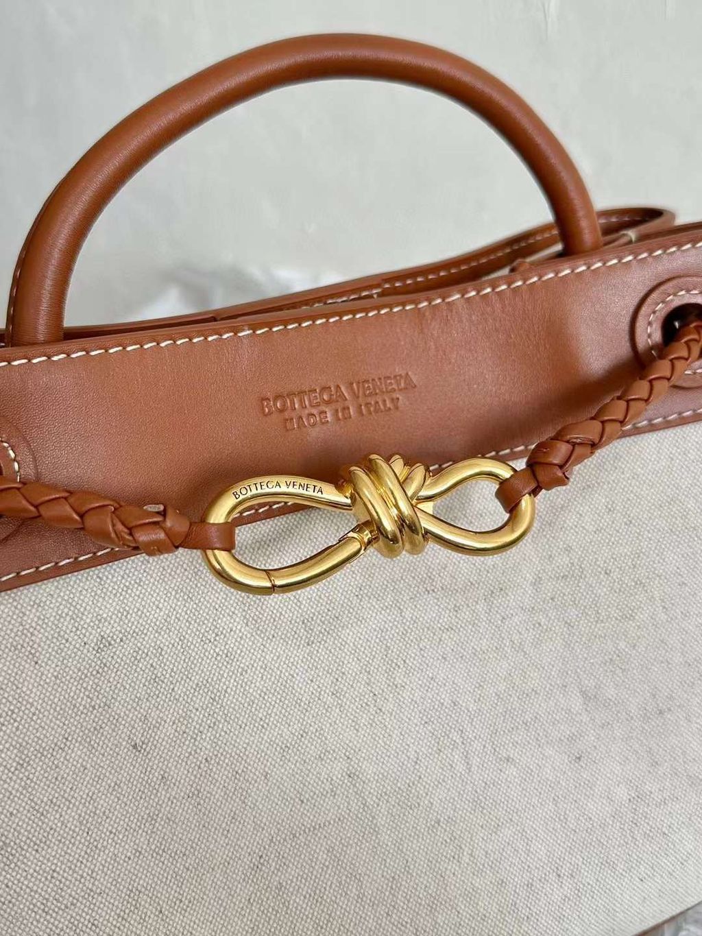 BV ANDIAMO 八字扣公文包 帆布拼牛皮 小號5