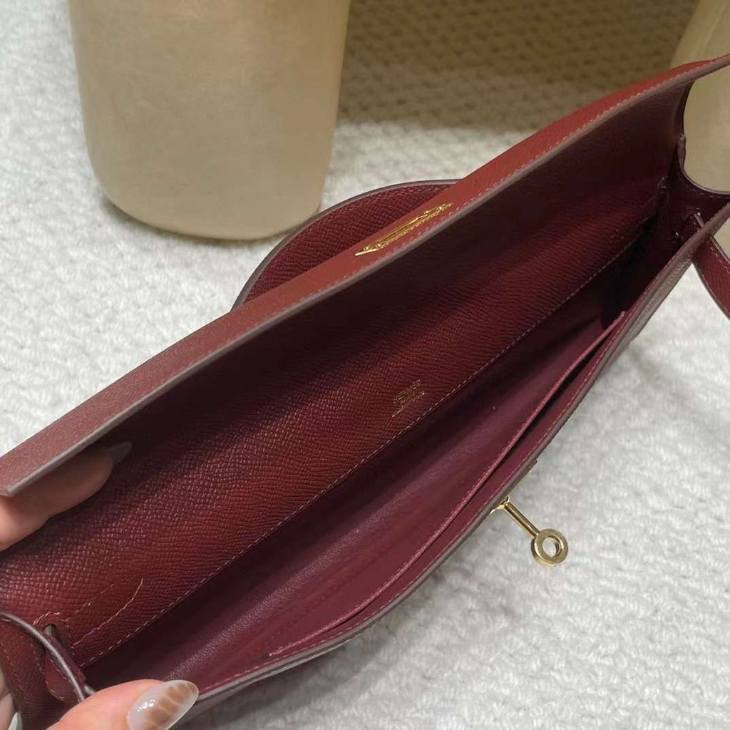 HERMES KELLY CUT EPSOM皮 55愛馬仕紅 手拿包ˋㄓ