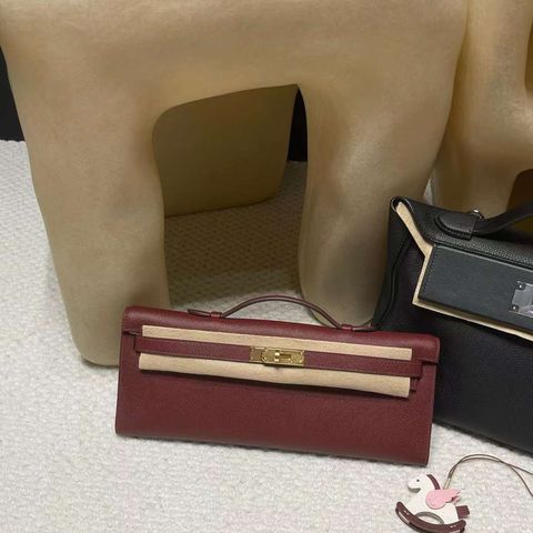 HERMES KELLY CUT EPSOM皮 55愛馬仕紅 手拿包ㄉ