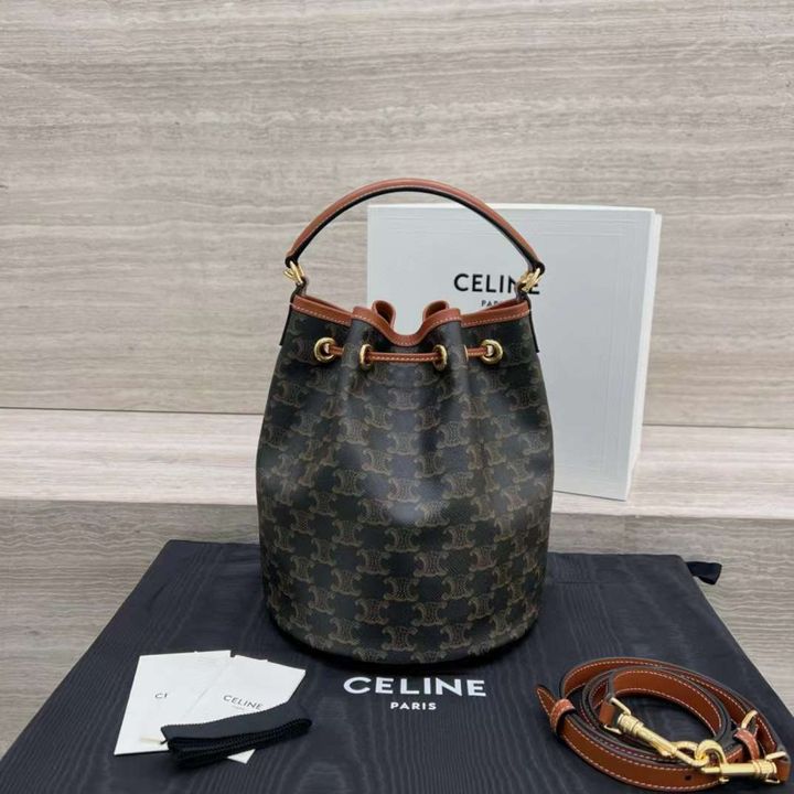 CELINE CLARA 老花印花牛皮水桶包 