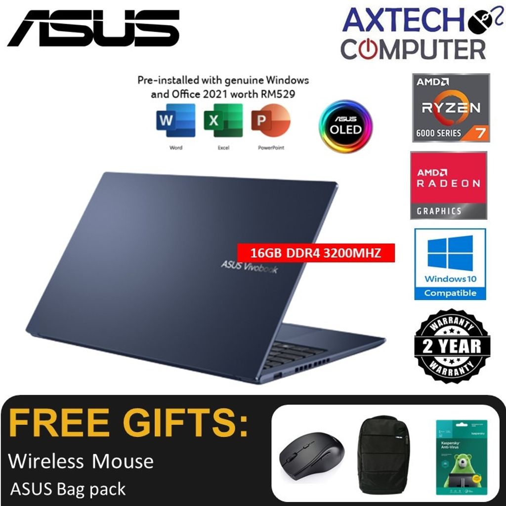 Asus VivoBook 15X OLED M1503Q-AMA080WS 15.6'' 2.8K Laptop Quiet Blue ...