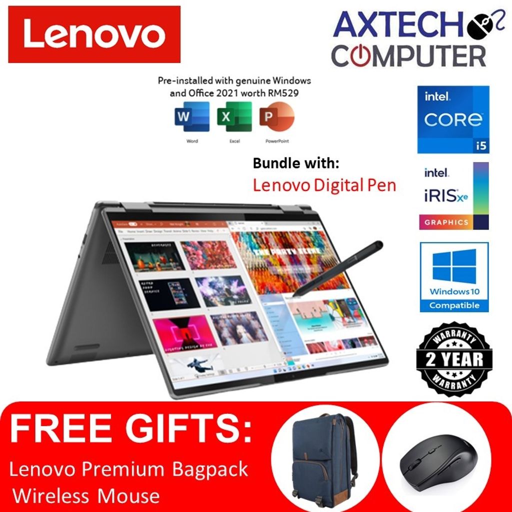Lenovo Yoga 7 14IAL7 82QE004QMJ 14'' 2.2K Touch 2In1 Laptop Storm Grey ( I51235U, 8GB, 512GB