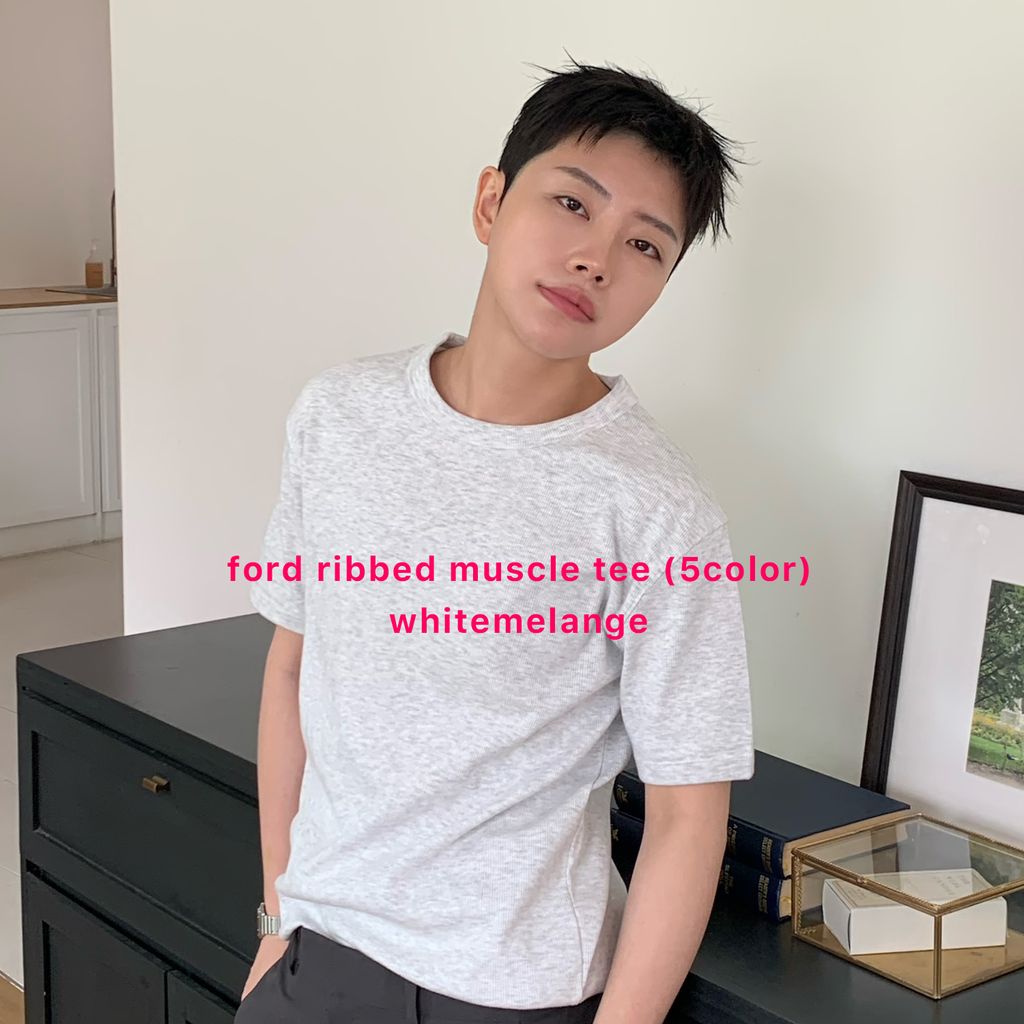 ford ribbed muscle tee-whitemelange