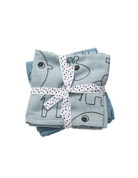 純棉嬰兒包巾-動物款藍色