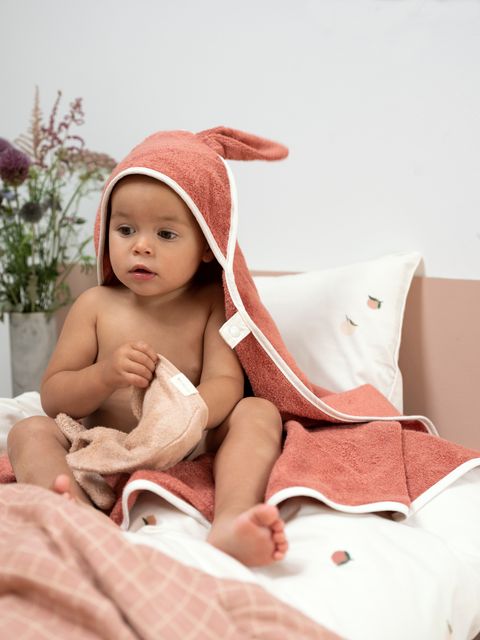 Hooded Baby Towel - Bunny - Old Rose 3