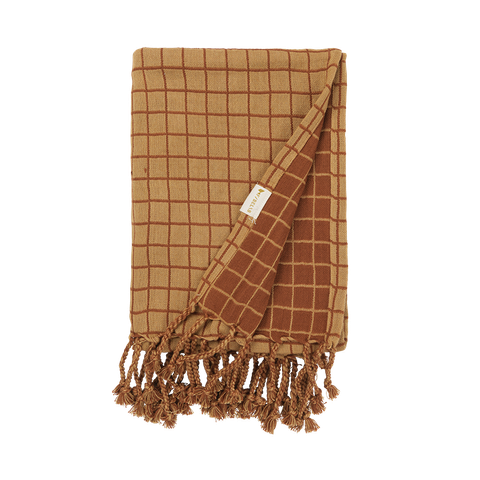 Baby Blanket - Grid - Caramel (primary)