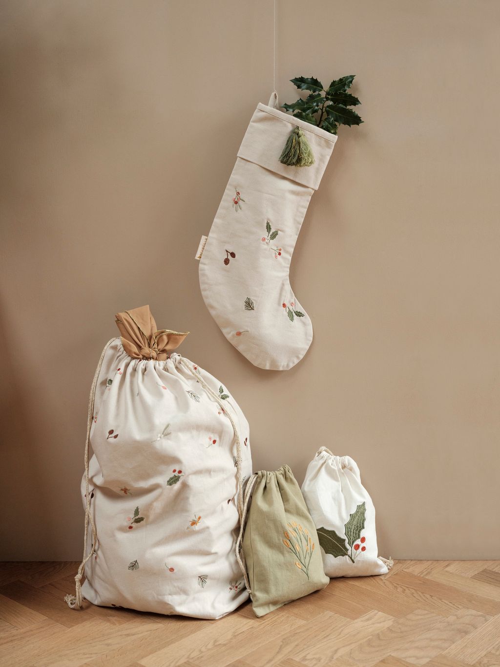 Christmas_Stocking-Yule_Greens_-_Christmas_Sack_Embroidered_Yule_Greens_-_Gift_Bag_Embroidered-Holly_-_Gift_Bag_Embroidered-Pine