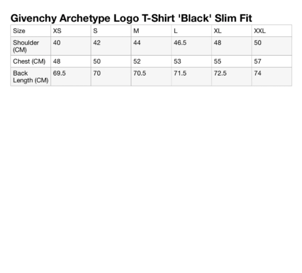 ARCHTYPE SIZE CHART
