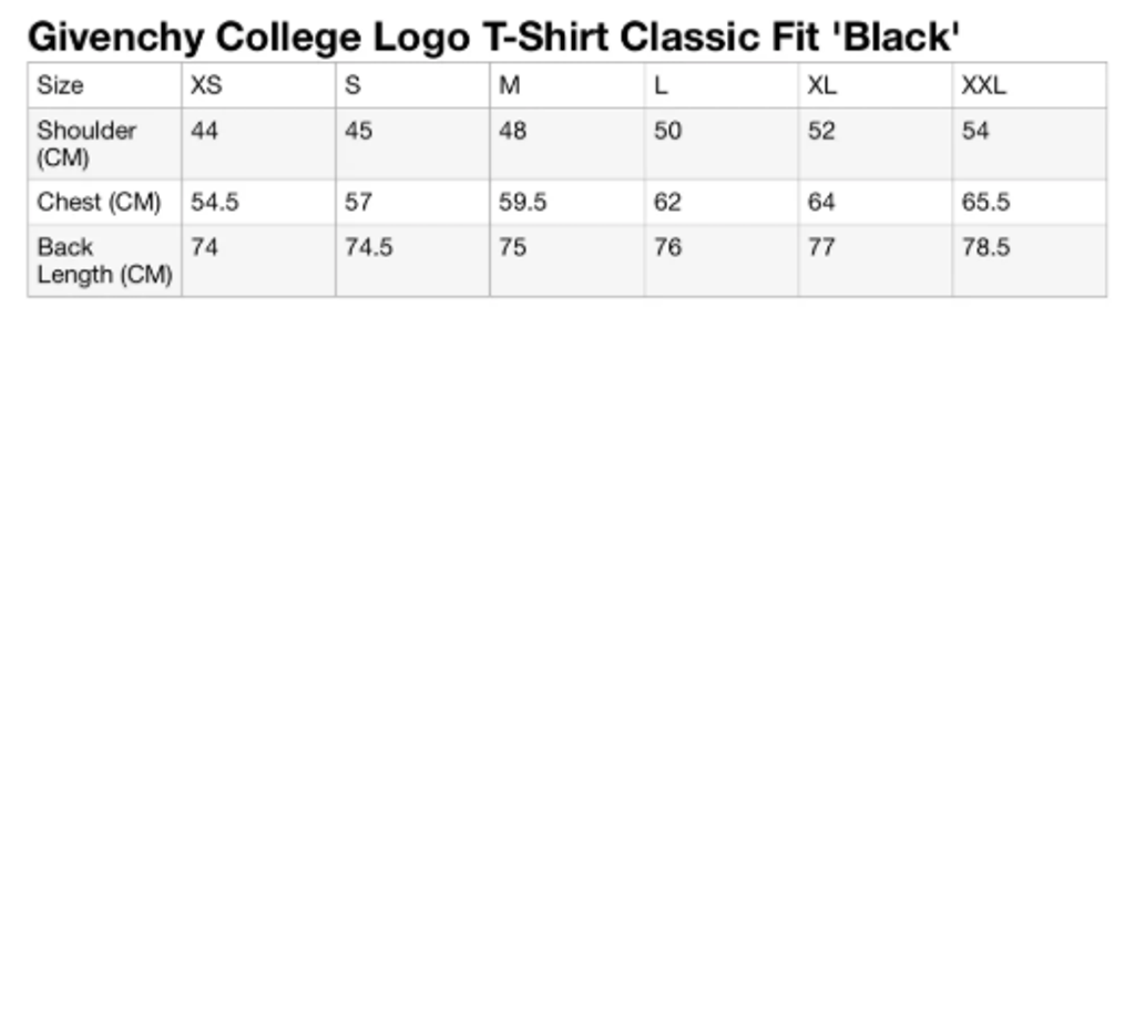 COLLEGE LOGO SIZE CHART