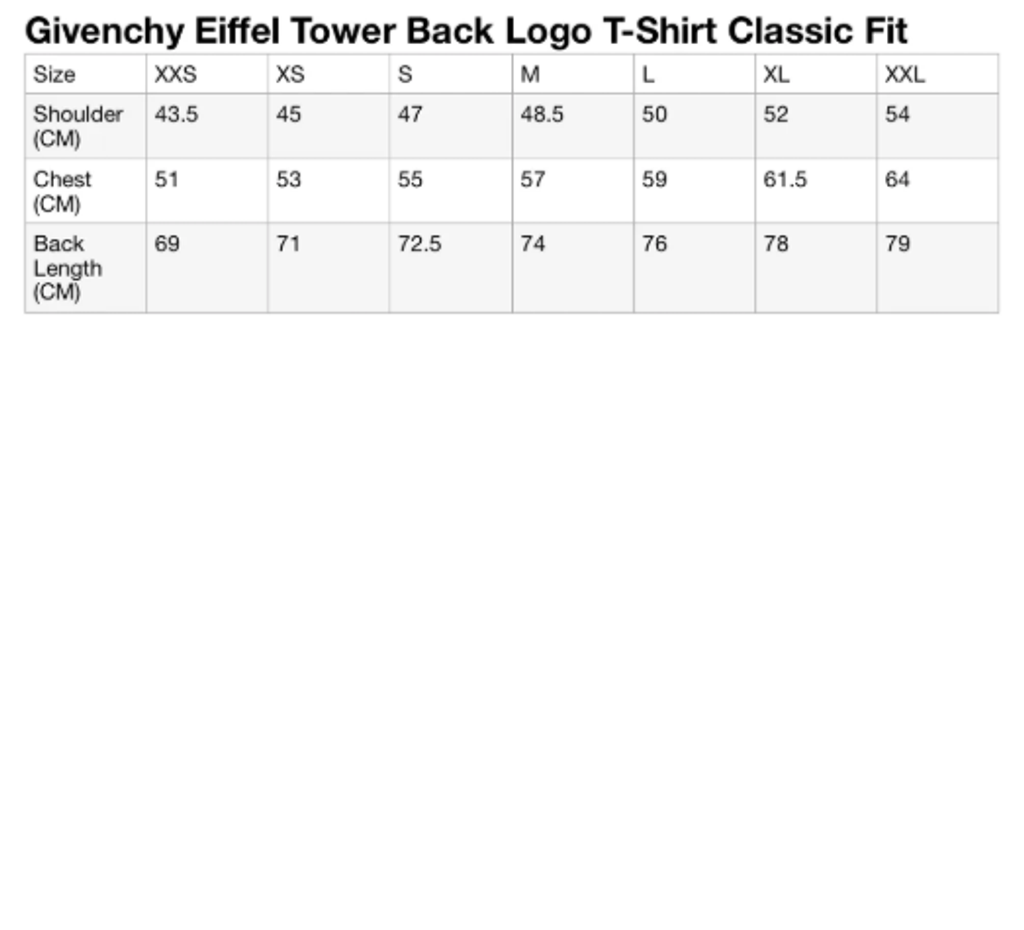 EIFFEL TOWER SIZE CHART