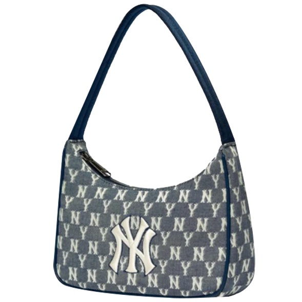 Jual MLB NY Yankees Monogram New Hobo Bag Black In White