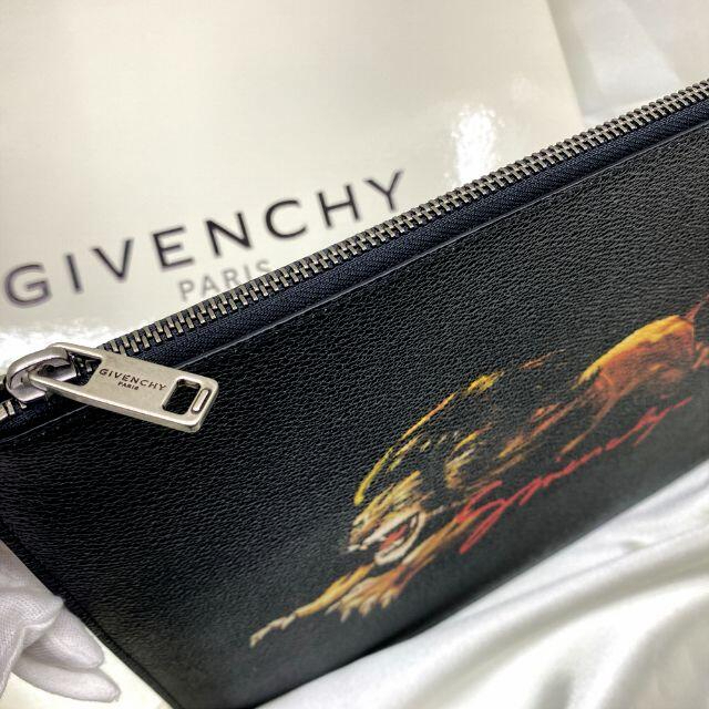 GIVENCHY Textured Coated Canvas Lion Print Clutch